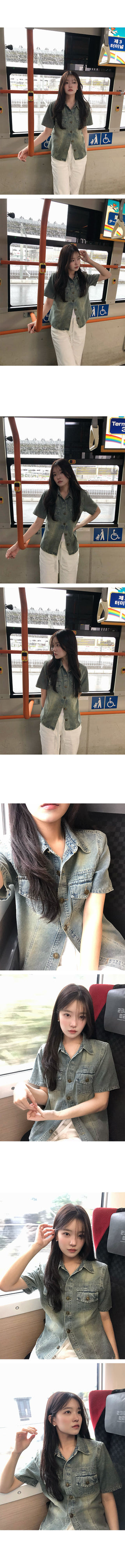 Mua Washed Denim Short Sleeve Shirt