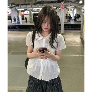 Of Vintage Pintuck Stripe Shirt Blouse