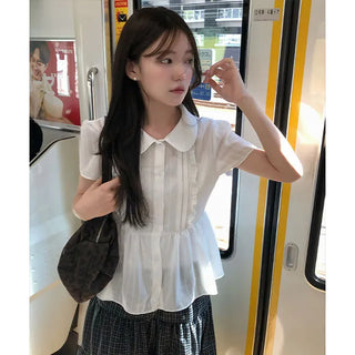 Of Vintage Pintuck Stripe Shirt Blouse