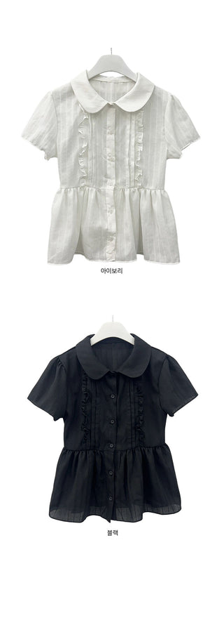 Of Vintage Pintuck Stripe Shirt Blouse