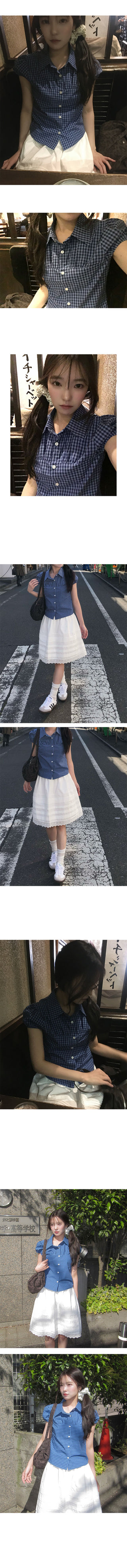 Typical Check Shirred Shirt Blouse