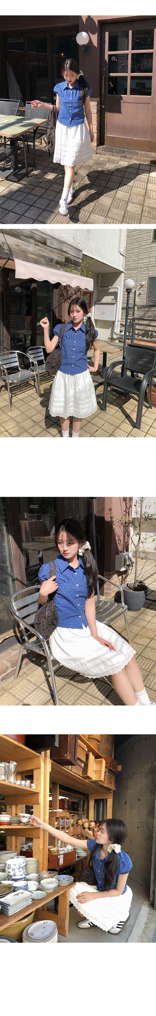 Typical Check Shirred Shirt Blouse