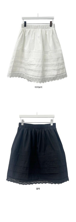 Lindsey Lace Pintuck Midi Skirt