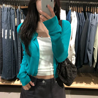 Lottie Summer Ribbed Semi-Crop Cardigan