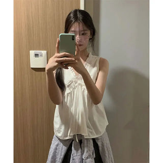 Seize Ribbon Sleeveless Frill Blouse