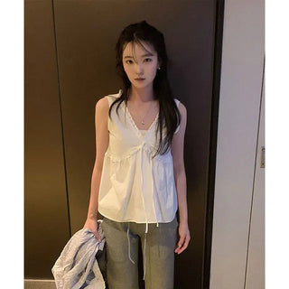 Seize Ribbon Sleeveless Frill Blouse