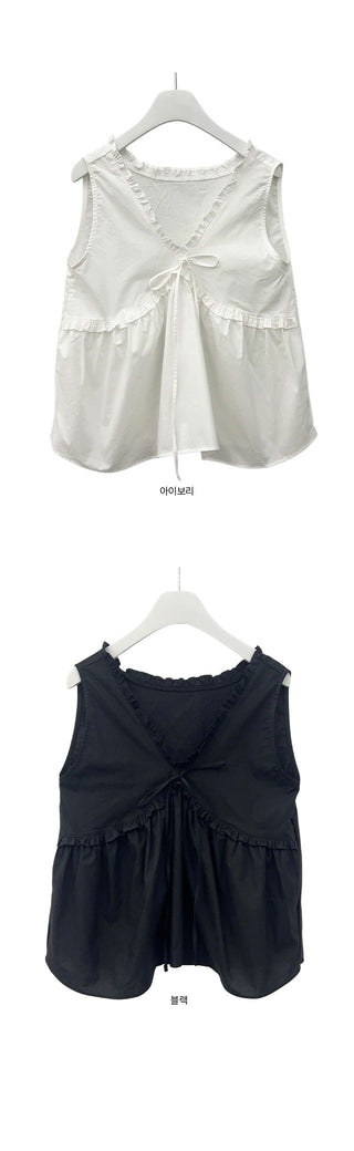 Seize Ribbon Sleeveless Frill Blouse