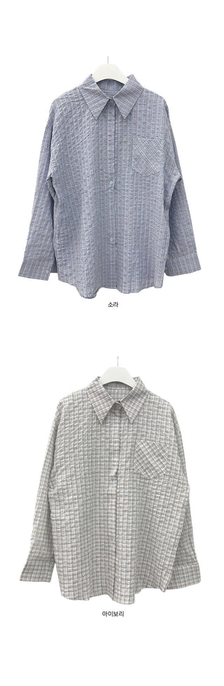 Oslo Oversized Seersucker Check Shirt