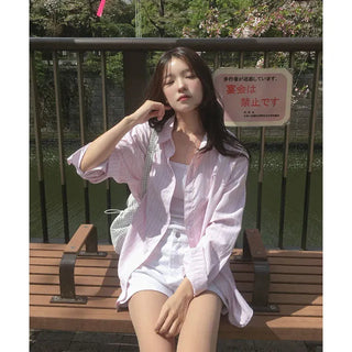 Rubber striped oversized shirt