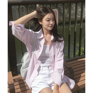 Rubber striped oversized shirt