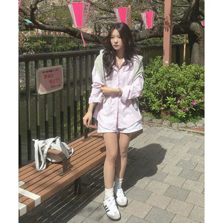 Rubber striped oversized shirt