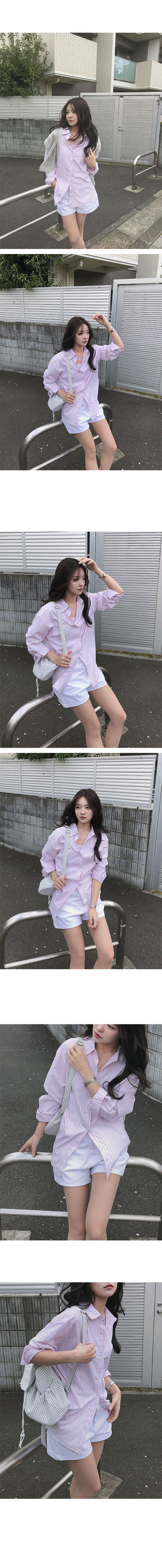 Rubber striped oversized shirt