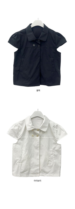 Hari Cap Sleeve Double-Button Collar Blouse