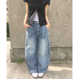 Kale Curved Cut Wide Denim Pants