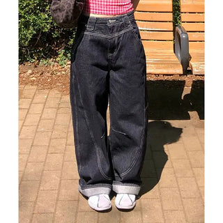 Kale Curved Cut Wide Denim Pants