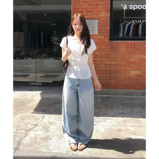 Ready Semi-Balloon Fit Rivet Denim Pants