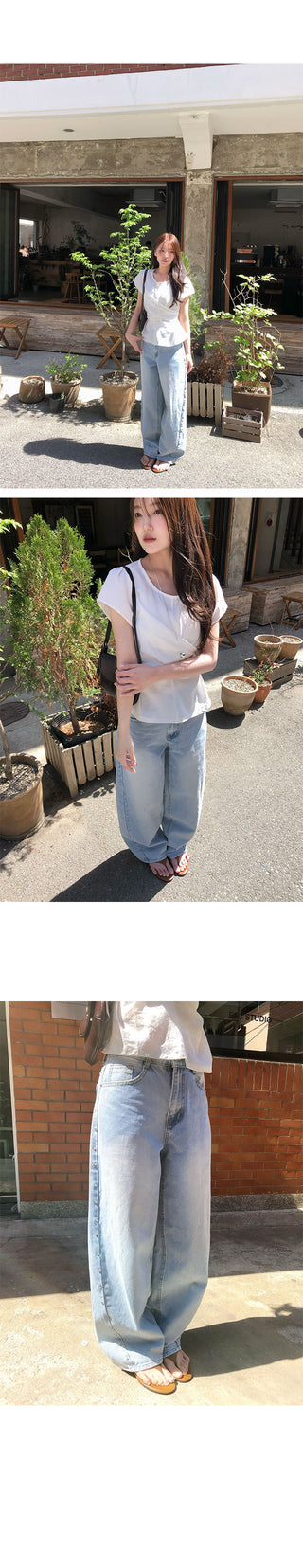 Ready Semi-Balloon Fit Rivet Denim Pants