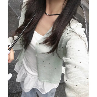 Shua Dot See-through V-Neck Cardigan