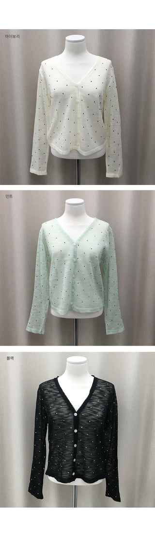 Shua Dot See-through V-Neck Cardigan