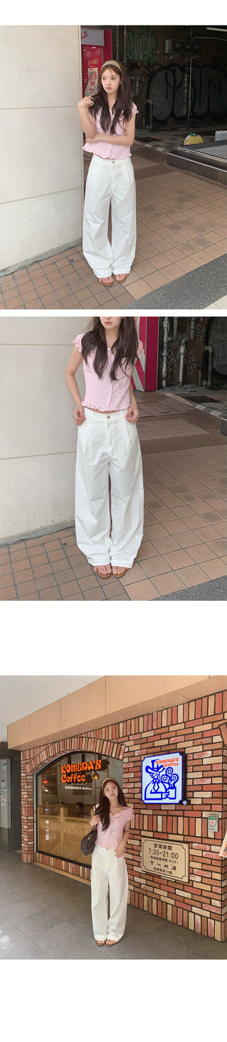 Solv Summer Rustling Wide Pintuck Long Pants