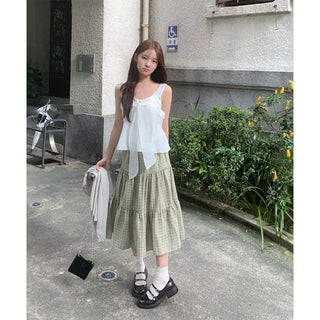 Lush Organza See-through Ribbon Sleeveless Blouse
