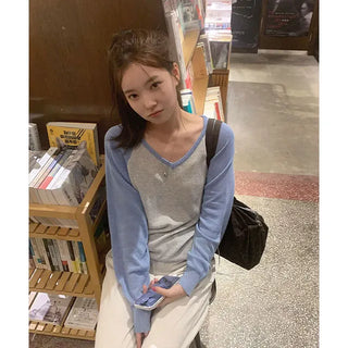 Vita Raglan Color Block V-Neck Knit