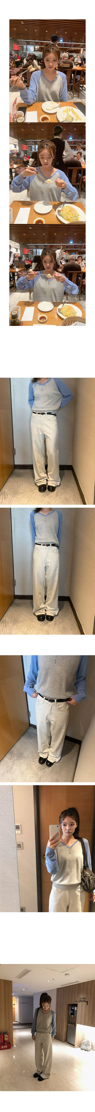 Vita Raglan Color Block V-Neck Knit