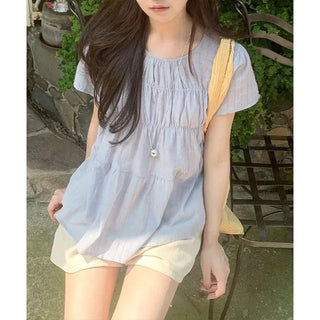 Shinji Striped Cap Sleeve Blouse
