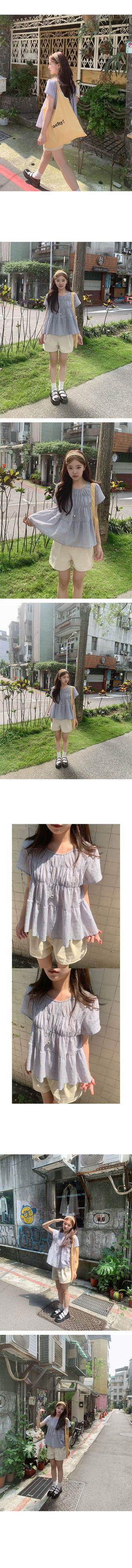 Shinji Striped Cap Sleeve Blouse