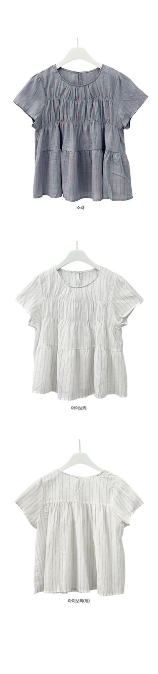 Shinji Striped Cap Sleeve Blouse