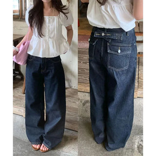 Toss Back-Point Tab Denim Pants
