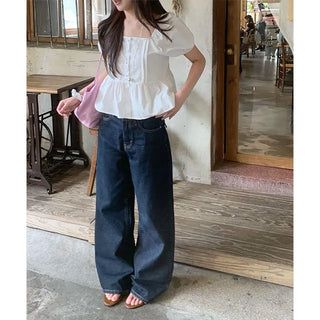 Toss Back-Point Tab Denim Pants