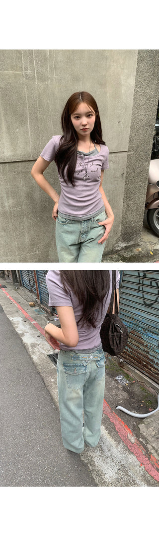 Jessica Vintage Washed Denim Pants