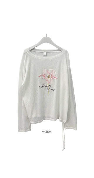 Aeri See-through Shirred Off-Shoulder Shirred Long Sleeve T-Shirt