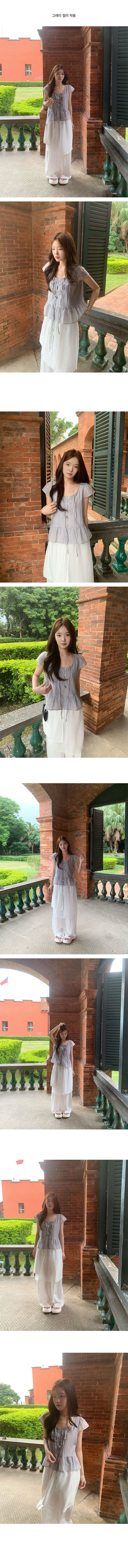 Lamang Cap Sleeve Shirred Blouse