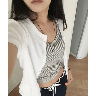 Pop Pop Tiered Frill Short Sleeve Cardigan T-shirt