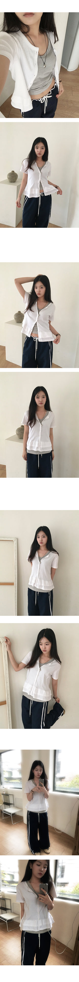 Pop Pop Tiered Frill Short Sleeve Cardigan T-shirt
