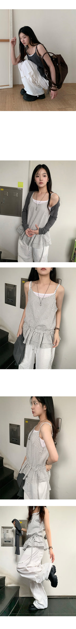 Sign Check Bustier Sleeveless Blouse