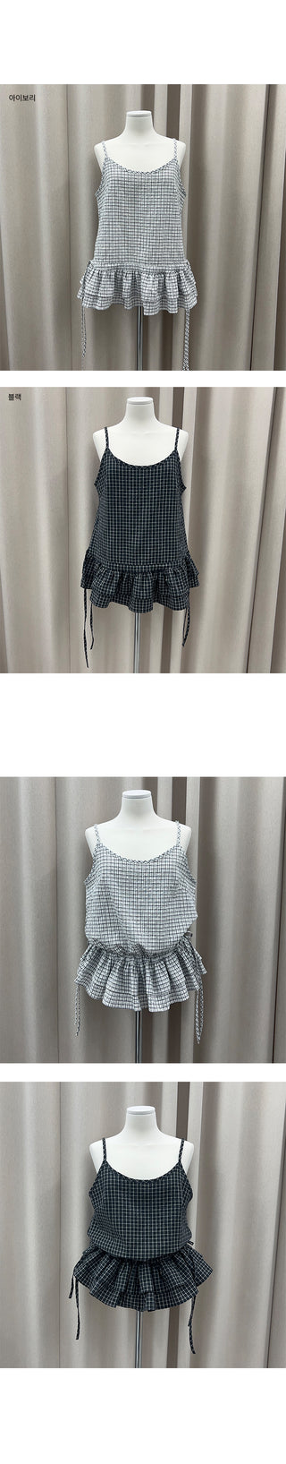 Sign Check Bustier Sleeveless Blouse
