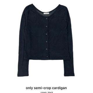 Only See-through Semi-Crop Ribbed Cardigan