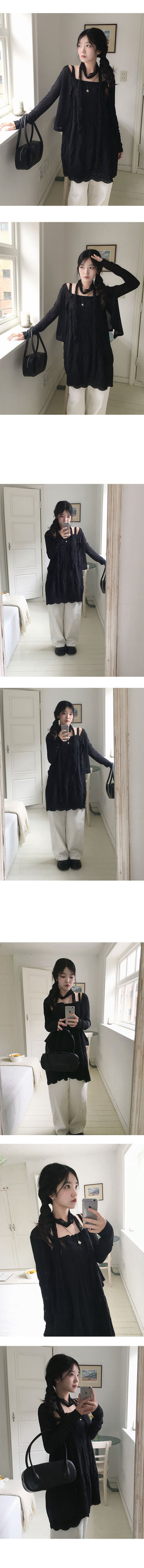 Only See-through Semi-Crop Ribbed Cardigan