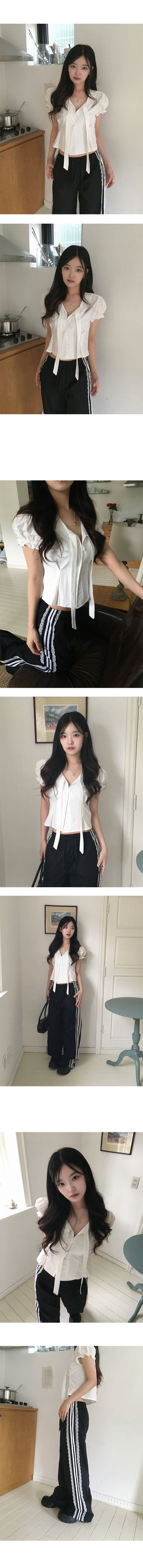 Lina Tie Puff Crop Blouse