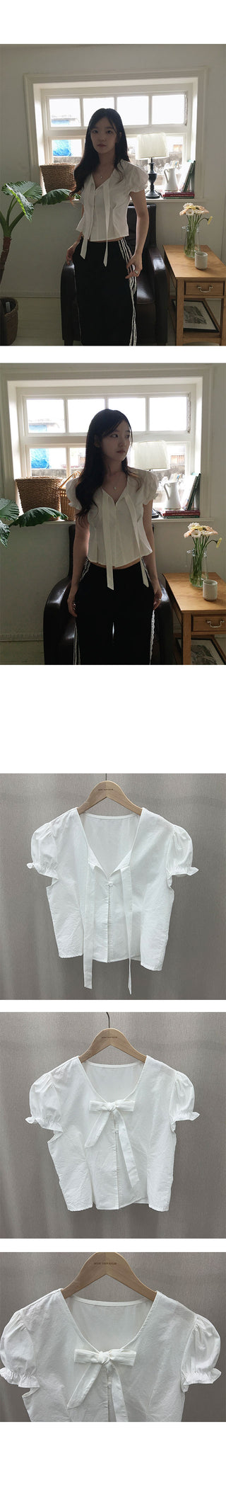 Lina Tie Puff Crop Blouse