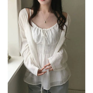 Date See-through Linen Oversized Cardigan