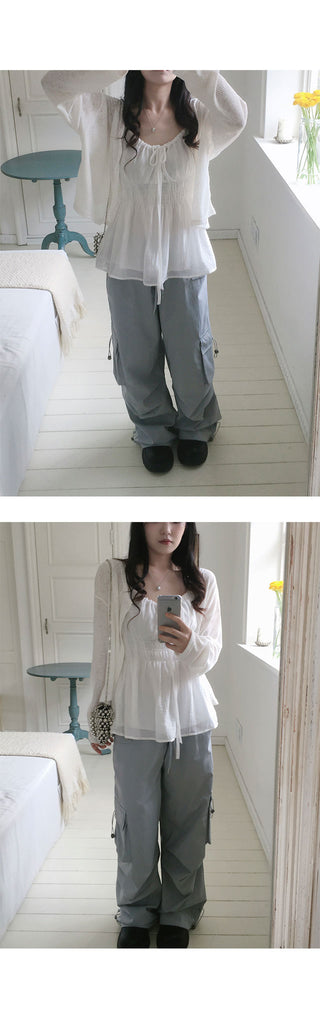 Date See-through Linen Oversized Cardigan