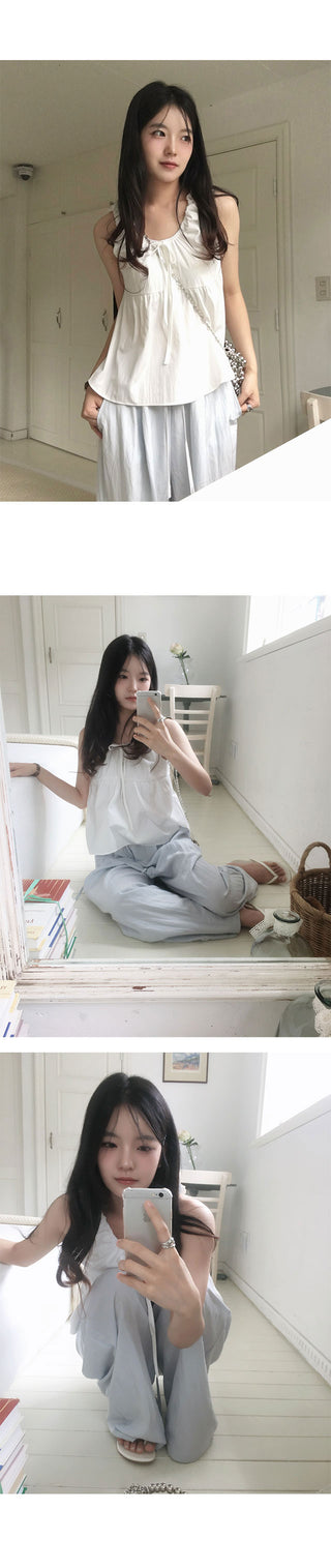 Dolphin Elastic Waist Wide Pants