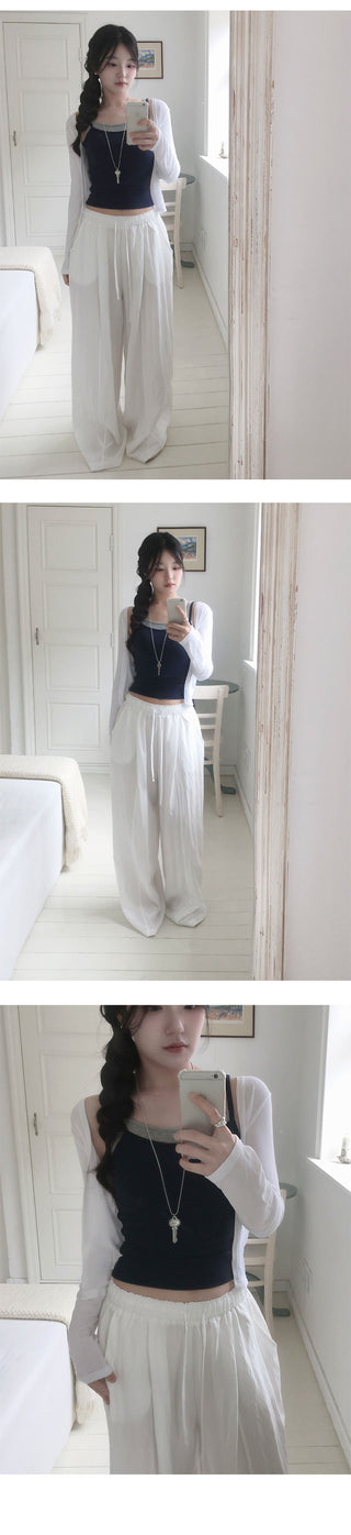 Dolphin Elastic Waist Wide Pants