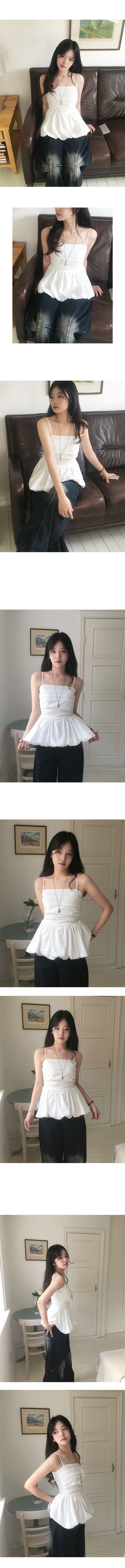 Plain Sleeveless Shirred Blouse