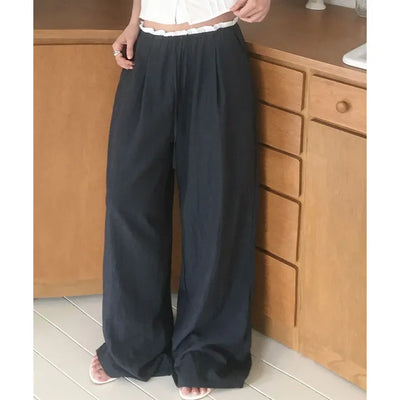 Surfer Nylon Color Block Elastic Wide Pants