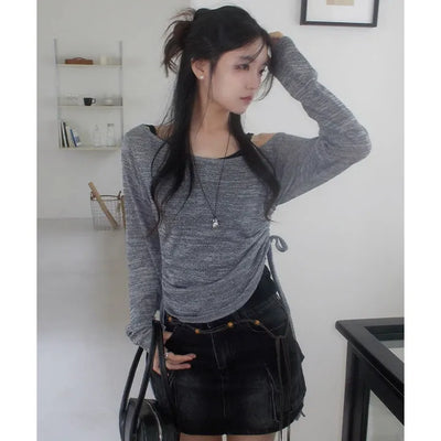 Usher Off-shoulder Shirred Knit